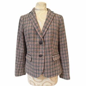 Talbots Wool Houndstooth Blazer Owl Lining Business Career Women’s Size 10P NWT